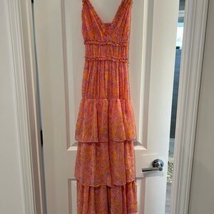 Elegant Pink Floral Maxi Dress